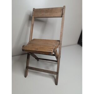 Antique Vintage Slat Wood Folding Chair Snyder Chair Co. USA